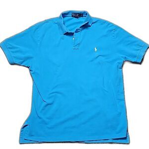 (Size-XL) Polo By Ralph Lauren Polo Shirt. Blue Shirt With Yellow Horse